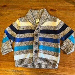 GAP kids Striped Shawl collar cardigan sweater 18-24 months Button Front